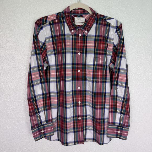 J Crew Top Womens 6 Tartan Plaid Classic Poplin Shirt Button Up Holiday Preppy - Picture 1 of 11